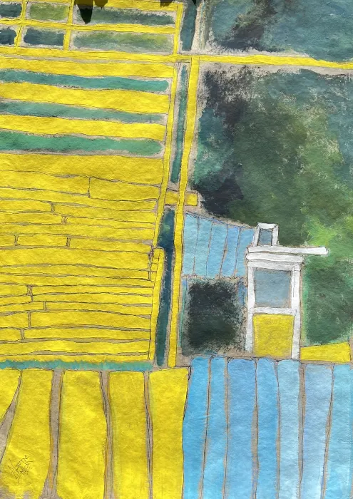 gouache sur papier chanvre